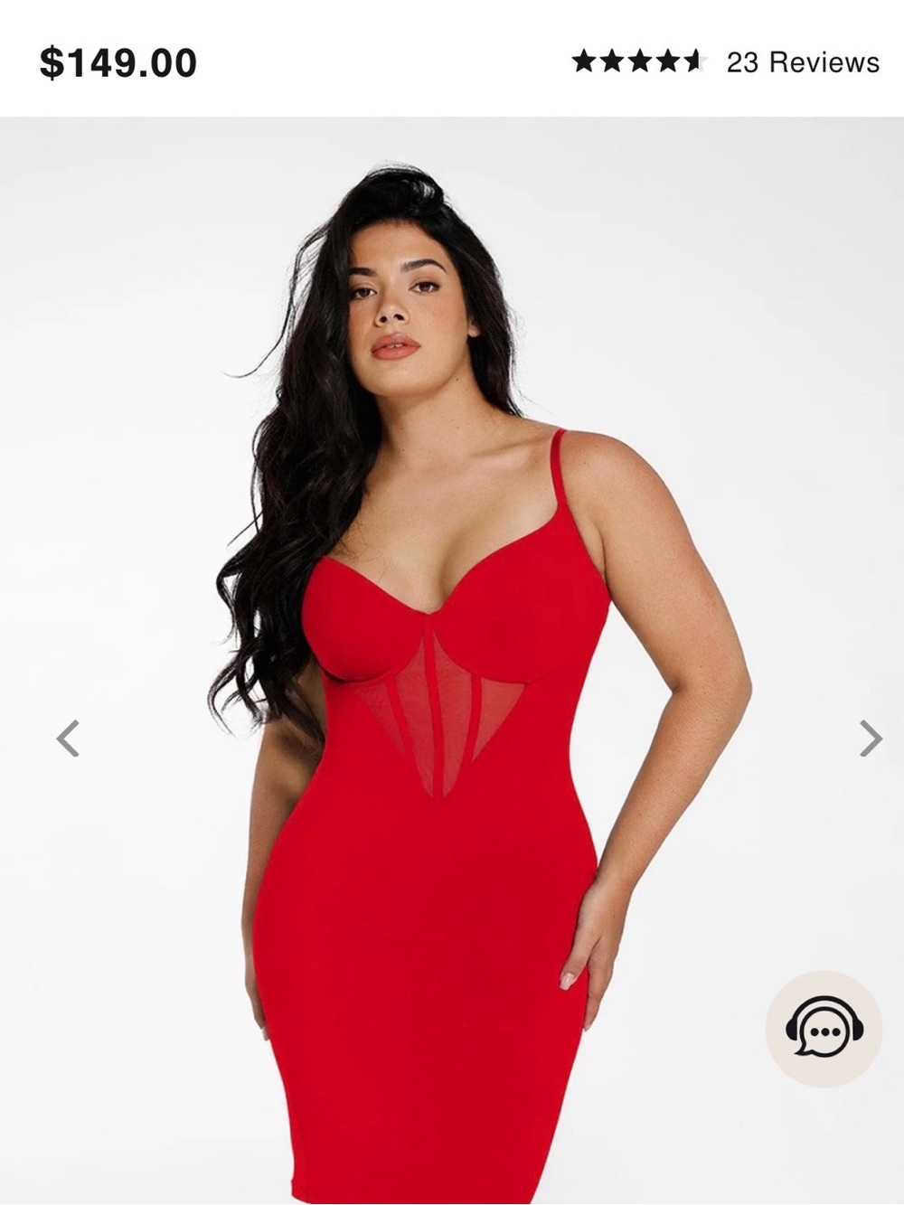 Popilush Red Sculpting Slip Dress with Sheer Panel